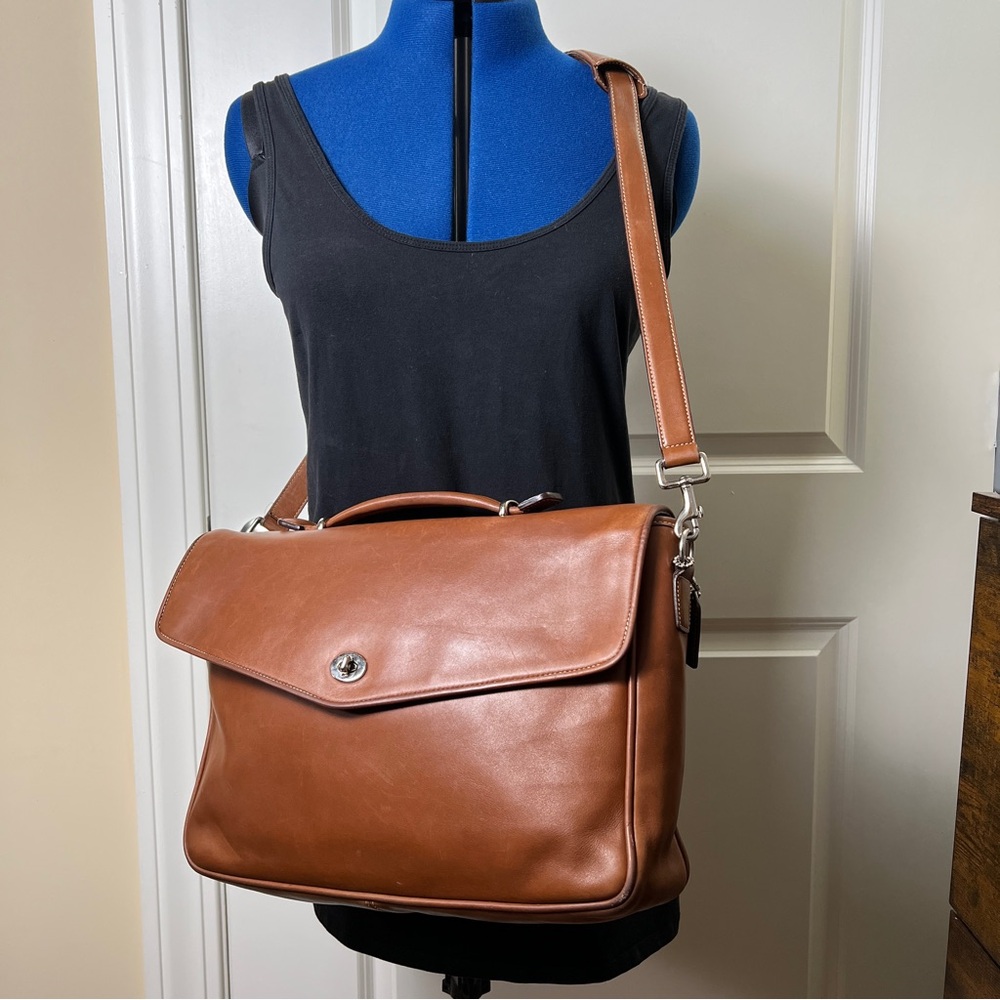 Coach 6457 Vintage Brown Leather Messenger Laptop Bag / Morgan / Lexington